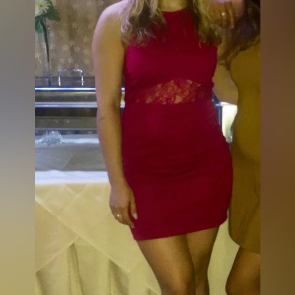 Raspberry-Colored Mini Dress - image 5